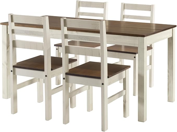 HomeStock Island Oasis Dining Table in Distressed White