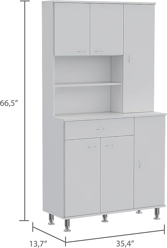 Modern Kitchen Pantry, White Storage Cabinet with 1-Shelf and 1-Drawer, Easy to Maintain, for Dining Room