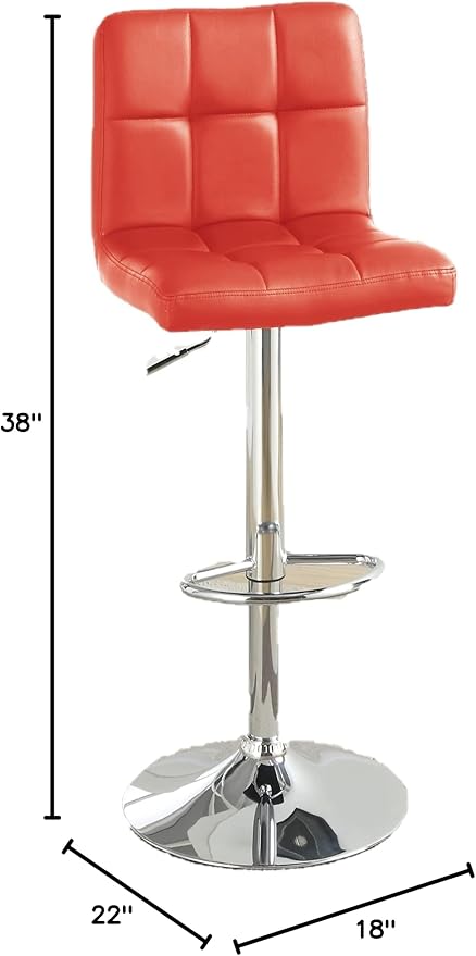 Dining Chairs Set of 2, 2 Adjustable Height Bar Stools, Farmhouse Counter Upholstered Height Chair with Gas Lift for Kitchen Island, Modern Faux Leather Seating, Living Room Furniture,Red