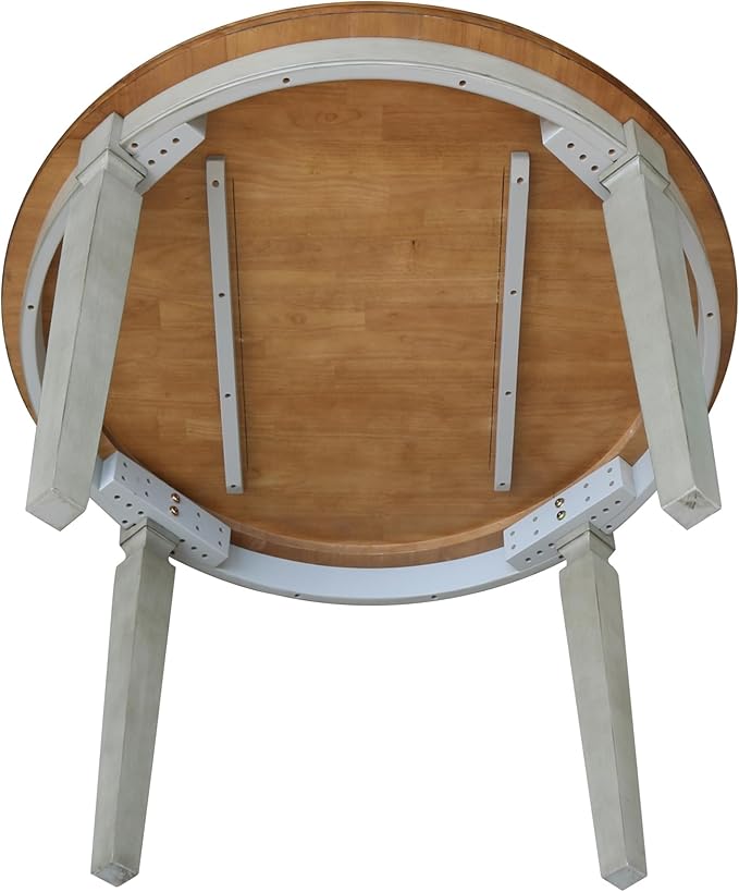 IC INTERNATIONAL CONCEPTS 44 x 44 in Round Top Solid Wood Dining Table in Hickory/Stone