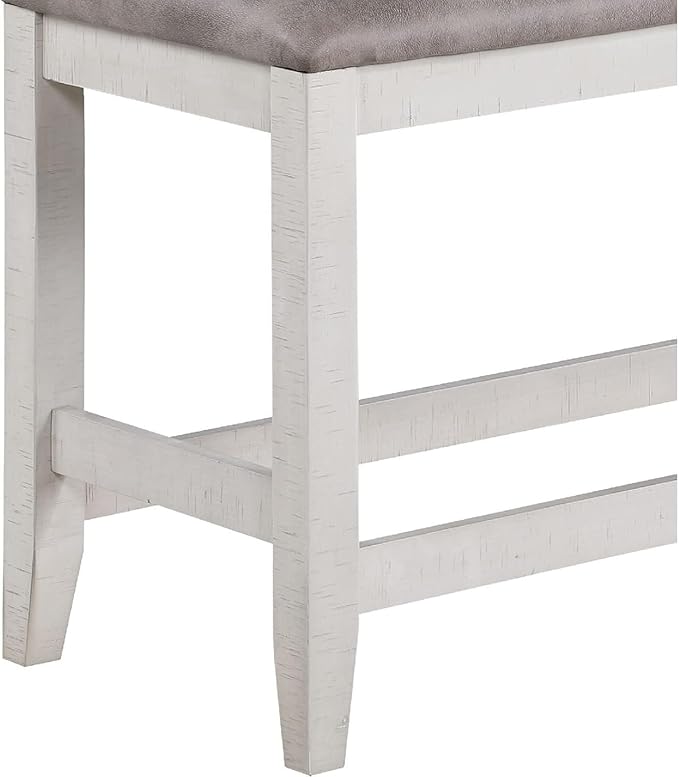 Maykoosh Counter Height Bench 54 Inch Upholstered Fabric Bench, White Kitchen Island Seating
