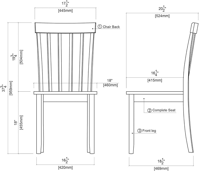Boraam Bloomington Dining Chair, White/Honey Oak, Set of 2