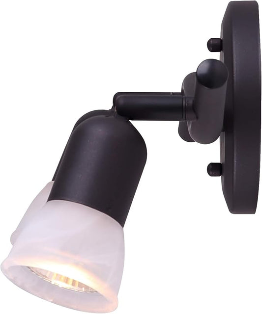 Canarm James 2-Light Track Lighting, Oil Rubbed Bronze Finish, Adjustable Alabaster Glass Shades, 15" Wide Industrial Ceiling Spotlight for Kitchen, Living Room, Hallway