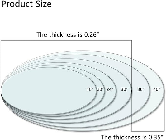 20" Tempered Glass Table Top Round Transparent Table Surface 1/4'' Thick Pencil Polished Edge Multipurpose for Dining, Coffee, Restaurant and End Table (20 inch)