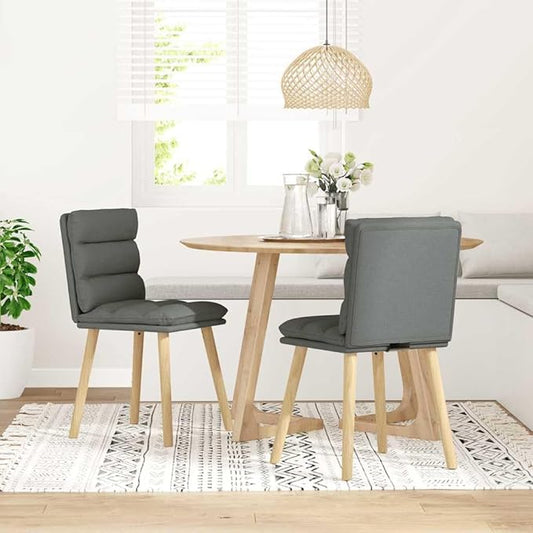 Dining Chair Set of 2, Dark Grey Upholstered Rubber Wood, 8.4"x7"x13.3", Matte Finish, Kitchen/Dining/Living Chair