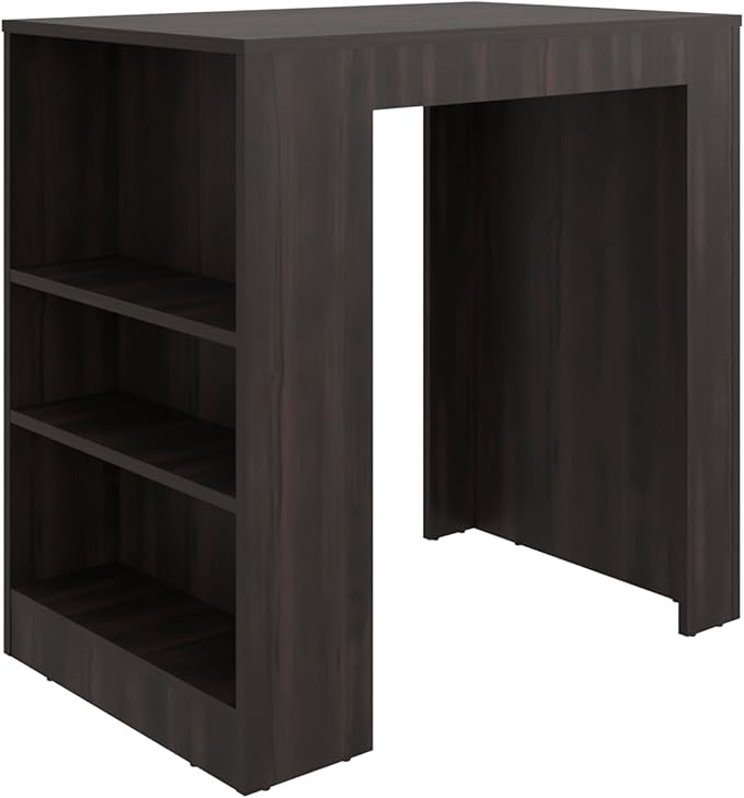 GOWE Lacour Kitchen Island, Kitchen Bar Table with 3-Side Shelves, Dark Walnut