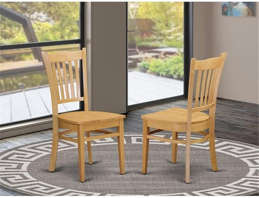 East West Furniture GRC-OAK-W Groton Kitchen Dining Chairs - Slat Back Wooden Seat Chairs, Set of 2, Oak