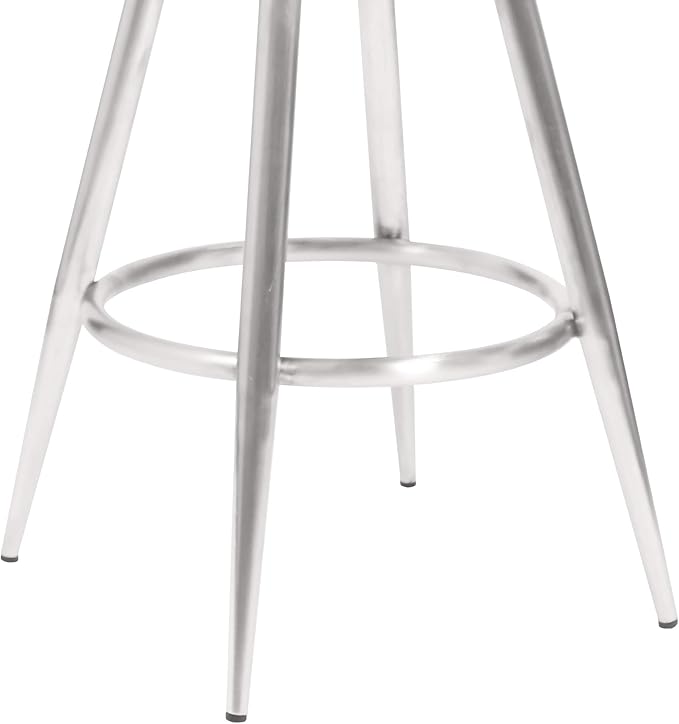 Armen Living Justin Modern Farmhouse 30" Seat Height Swivel Vintage Gray Faux Leather Bar Stool with Brushed Stainless Steel Legs for Kitchen Island Counter, Set of 2