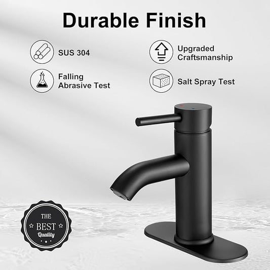 Black Bathroom Faucet Single Handle Bathroom Sink Faucet with Pop-up Drain Rv Lavatory Vessel Faucet Basin Mixer Tap with Deck Plate