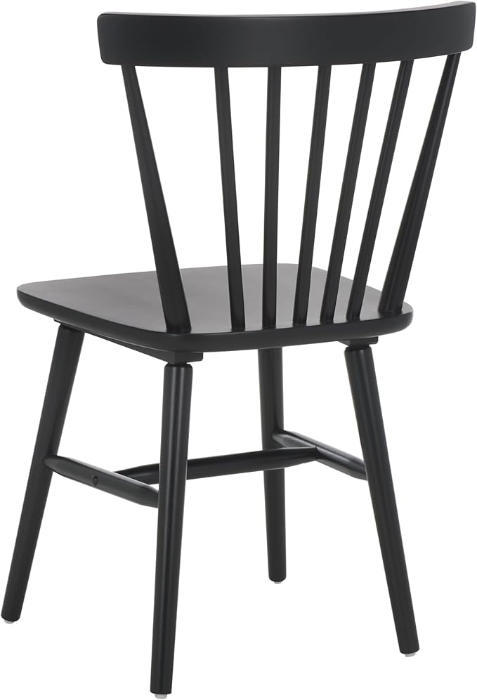 SAFAVIEH Home Collection – Winona Set of 2 Matte Black Windsor Farmhouse Dining Chairs, Spindle Back Wood Chairs, Classic Casual Seating (DCH8500J-SET2)