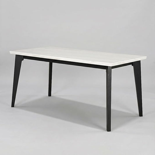 Furniture of America Isolde Contemporary 70-inch Marble Top Rectangular Counter Height Dining Table with Tapered Legs, Easy Assembly for Home Kitchen, Living Room, Dinettes, Black and White