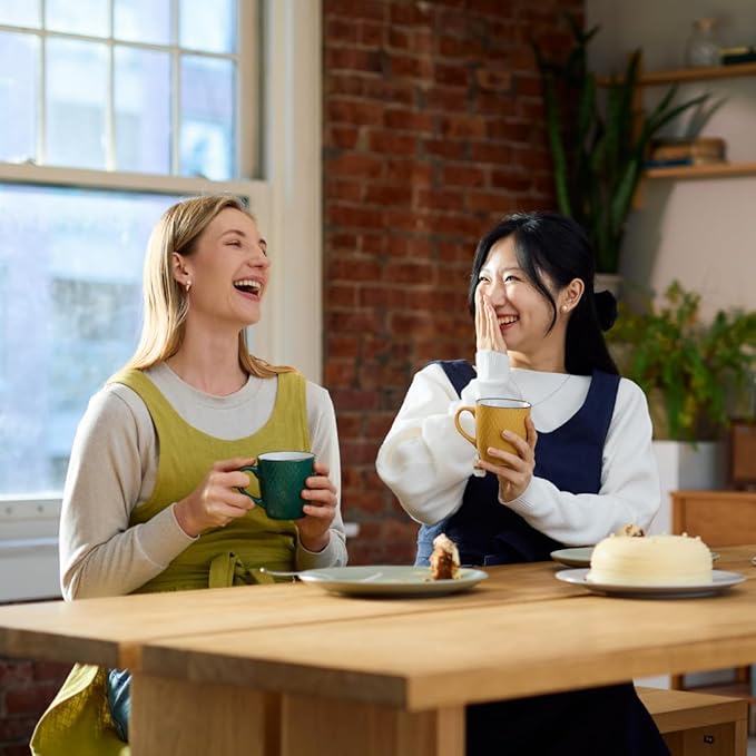 HANEE Linen Cross Back Apron for Women with Pockets - Japanese, Korean Style No Tie Pinafore Smock for Kitchen Cooking Garden