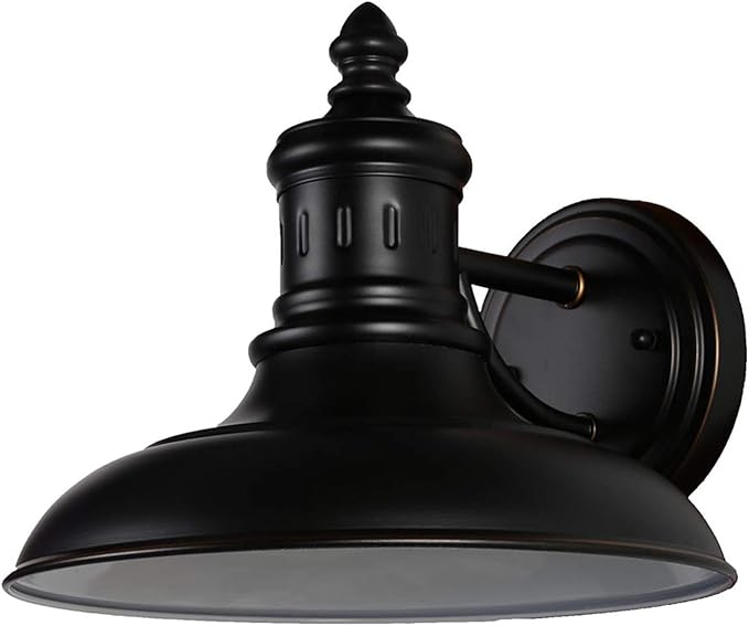 Design House 516732 Monterey Industrial Modern 1-Light Indoor/Outdoor Wall Mount with Metal Shade for Porch Entryway Barn, Oil Rubbed Bronze