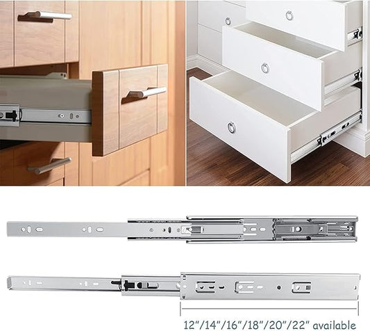 Gobrico 14 inch Drawer Slides 6 Pair๏ผSoft Close Drawer Slides 3 Fold, Cabinet Drawer Slides Full Extension Drawer Slides, Heavy Duty Slide Rails, Side Mount Ball Bearing Tracks Guide Drawer Glides