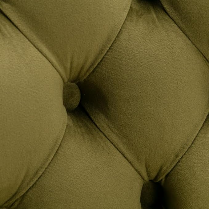 Premium Velvet Upholstered Swivel Bar Stool with Adjustable Height and Tufted Backrest for Kitchen Island, Home Bar, and Dining Space (Foam + Olive Green + Velvet)