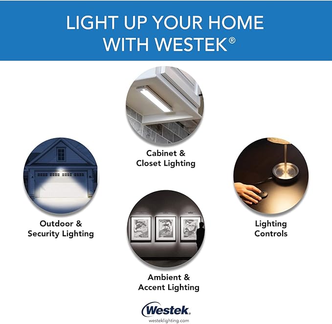 Westek BL-PUTN-W6 Ultra-Thin LED Puck Light - 6PK With Batteries, White