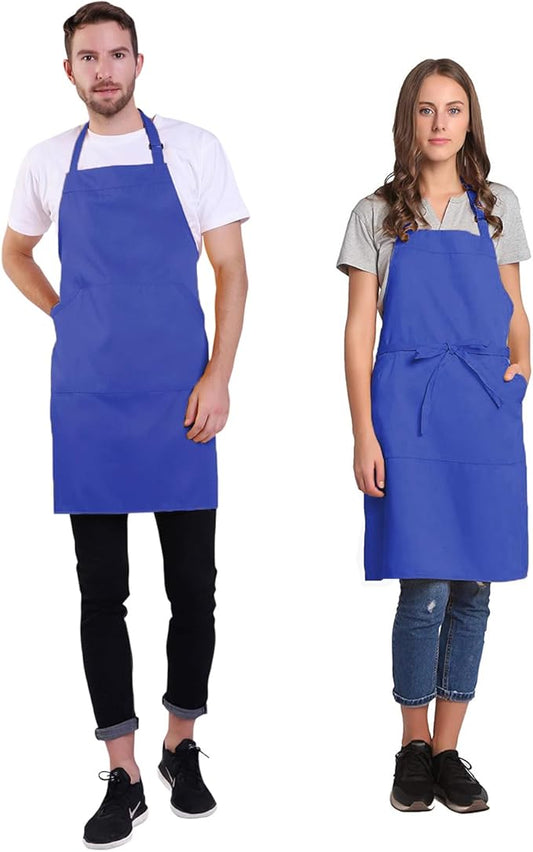 BIGHAS Adjustable Bib Apron with Long Ties for Women Men 18 Colors Chef Kitchen Cooking