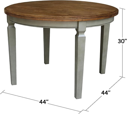 IC INTERNATIONAL CONCEPTS 44 x 44 in Round Top Solid Wood Dining Table in Hickory/Stone