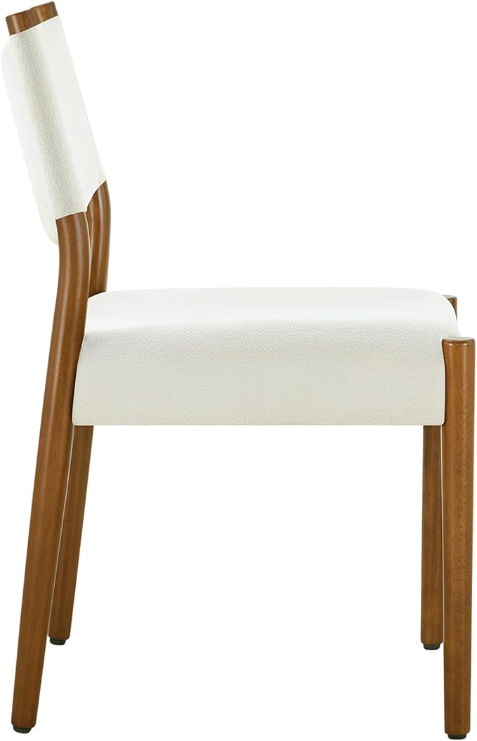 KISLOT Upholstered Dining Chairs Set of 6, Solid Wood Armless Kitchen Chairs with Soft Polyester Fabric, 18.9" Seat Height, Modern Dining Room Seating, 300 lbs Capacity, Linen