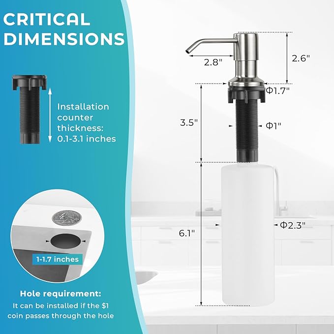 Pull Down Kitchen Faucet with Soap Dispenser - Brushed Nickel Single Handle Kitchen Faucets, High Arc Stainless Steel Pull Out Kitchen Sink Faucet with Deck for RV Laundry Farmhouse Bar
