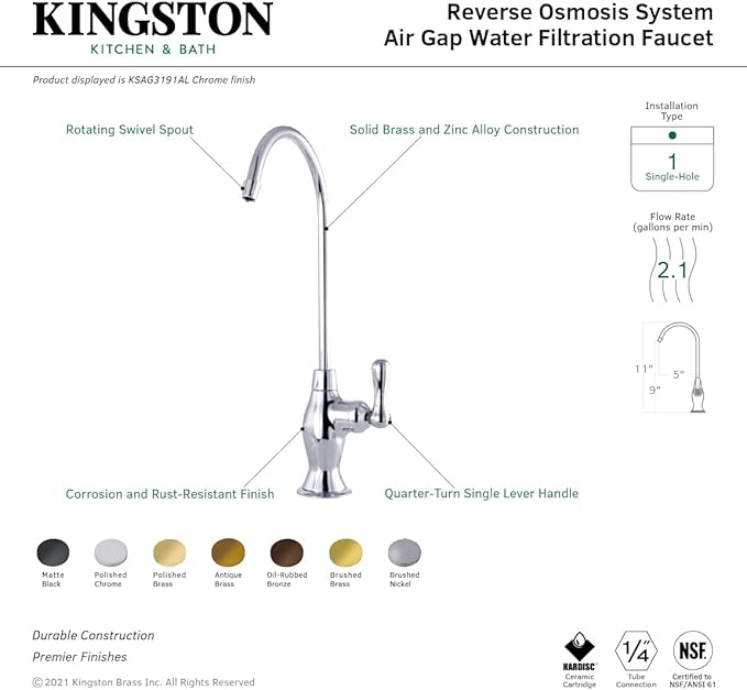 Kingston Brass KSAG3195AL Restoration Water Filtration Faucet, Oil Rubbed Bronze, 2 x 4.75 x 10.94