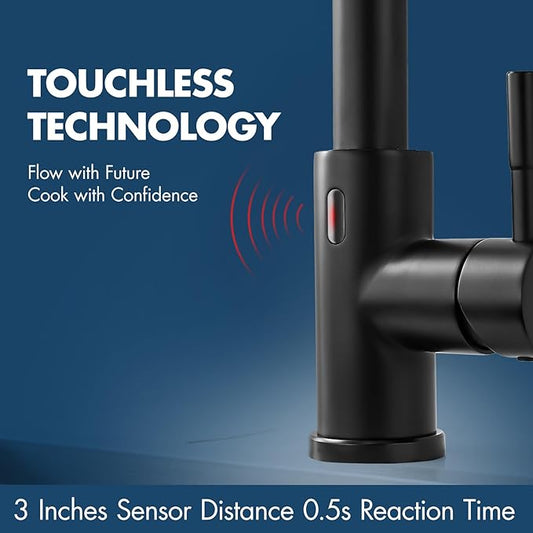 GIMILI Matte Black Touchless Kitchen Faucet with Pull Down Sprayer Motion Sensor Hands-Free Smart Activated Sink Faucet