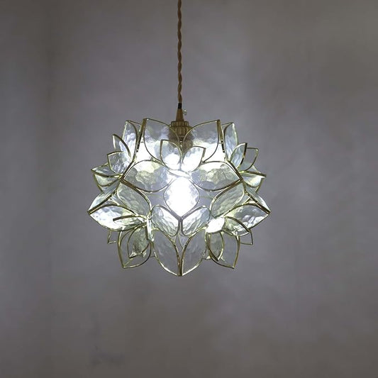 Bieye L10916 Petals Tiffany Style Stained Glass Ceiling Pendant Light for Home Decoration (Clear, 12" Rose Lily)