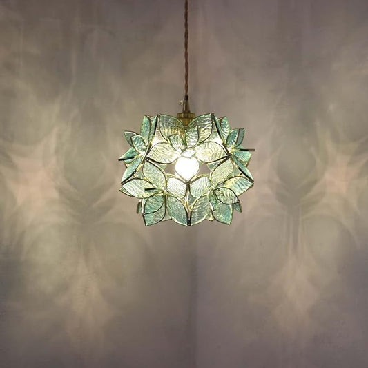 Bieye L10961 Petals Tiffany Style Stained Glass Ceiling Pendant Light with 8-inch Wide Lampshade (Textured Light Blue, 8" Rose Lily)