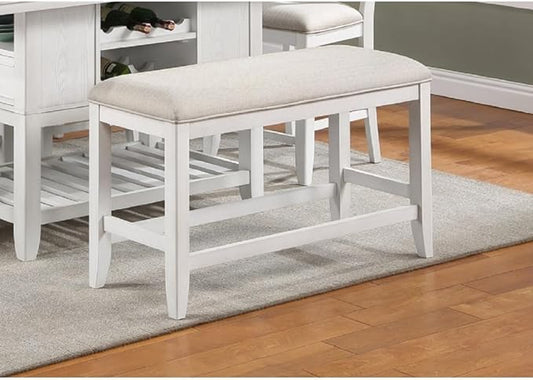 Counter Height Dining Bench with Fabric Upholstery and Wooden Frame for Kitchen Island Seating