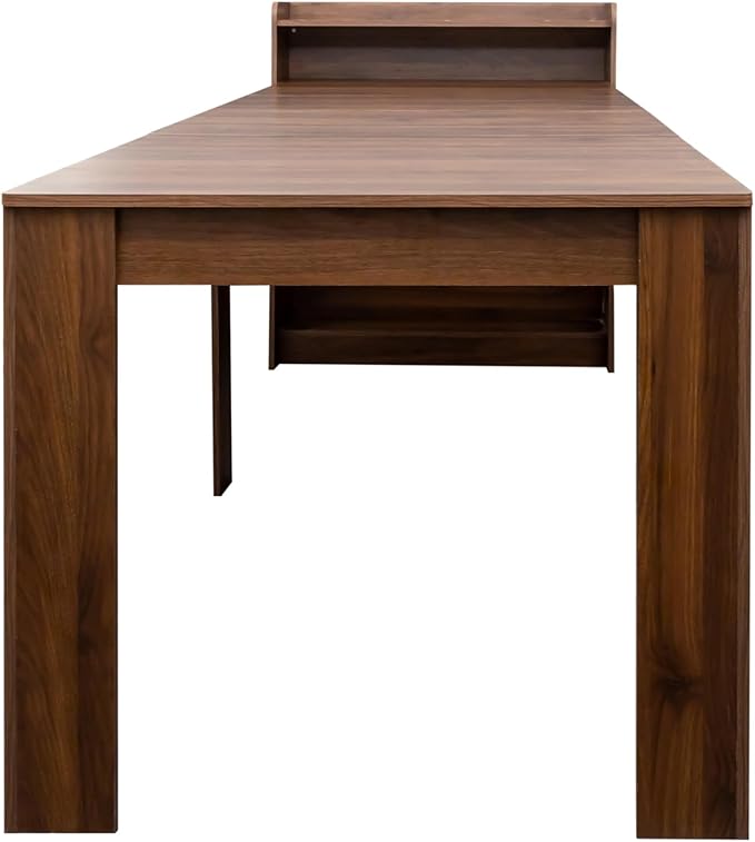 SOFTSEA Extendable Foldable Dining Room Table with Storage, Rustic Rectangle Expandable Kitchen Island, Walnut