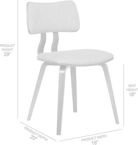 Armen Living Jaguar Mid-Century Dining Chair in Walnut Wood and Green Fabric - Set of 6