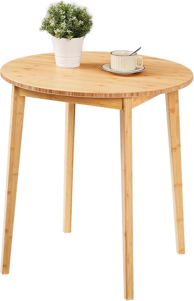 HOOBRO Bamboo Dining Table, Round Dining Table for 2, 27.5" Kitchen Table for Small Space, Writing Table, Easy to Assemble, for Dining Room, Living Room, Office, Kitchen, Apartment, Natural YL71CZ01G1