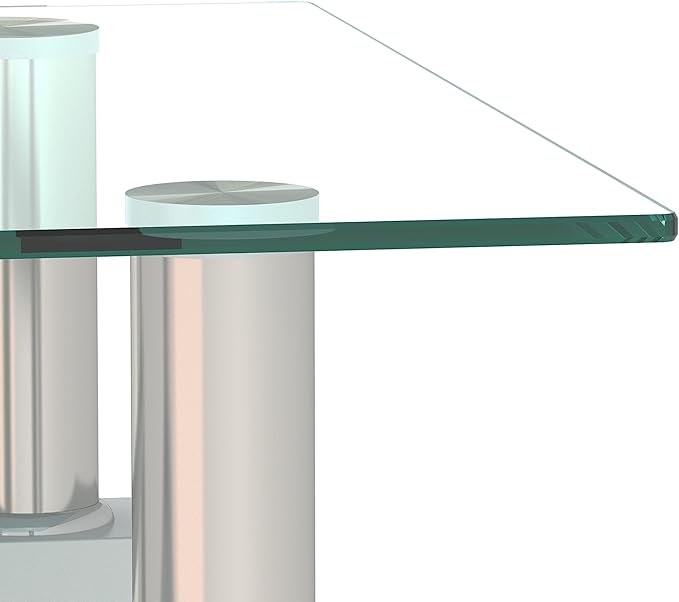 Set of 2 Glass End Table, Glass Side Table with Tempered Glass Top & Metal Legs, Square Living Room Table Modern Tea Table Side Tables 2-Layer for Living Room Bedroom