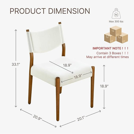 KISLOT Upholstered Dining Chairs Set of 6, Solid Wood Armless Kitchen Chairs with Soft Polyester Fabric, 18.9" Seat Height, Modern Dining Room Seating, 300 lbs Capacity, Linen