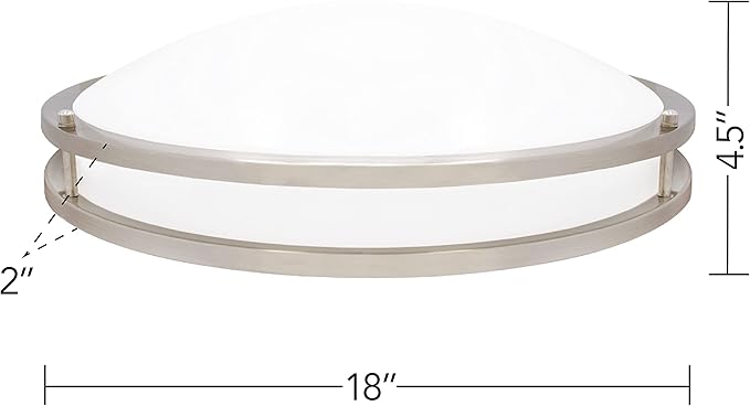 Maxxima 18" LED Flush Mount Ceiling Light Fixture - Satin Nickel Round Light, 2000 Lumens, 5 CCT 2700K/3000K/3500K/4000K/5000K, Dimmable Dual Ring Fixture, Perfect for Kitchen, Living Room, or Bedroom