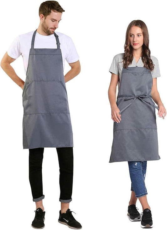 BIGHAS Adjustable Bib Apron with Long Ties for Women Men 18 Colors Chef Kitchen Cooking