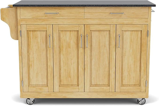 Create-a-Cart Natural 4 Door Cabinet Kitchen Cart with Black Granite Top by Home Styles