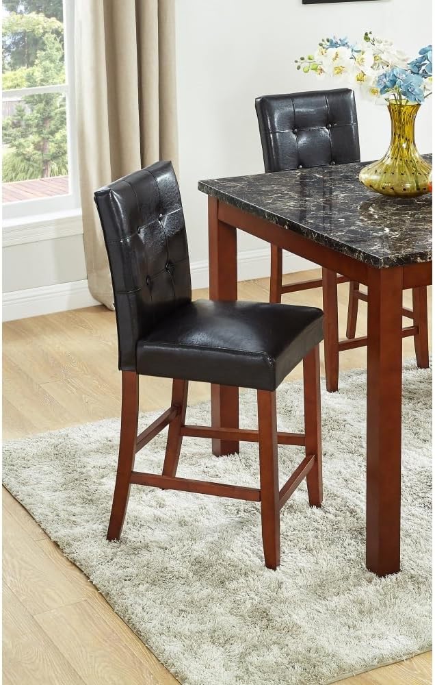 Counter Height Dining Set with Faux Marble Top and PU Upholstered Chairs for Kitchen Island Seating