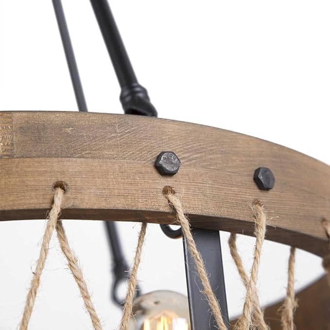 A Million D20'' Farmhouse Chandelier, 6-Light Adjustable Dining Room Light Fixture Kitchen Island Lighting, Rustic Drum Chandelier Hanging Lights for Entryway Foyer Bedroom Living Room