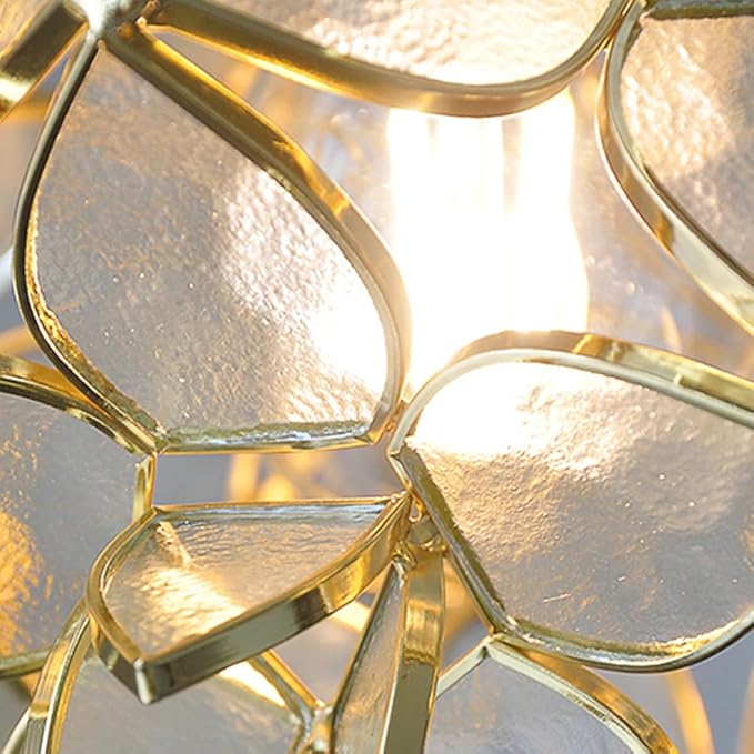 Glass Flower Pendant Lights Floral Petal Light Fixture Modern Hanging Lamp 7 Inch Mini Pendant Lighting for Kitchen Island - Clear Textured Glass Shade