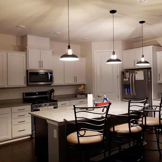 CLAXY Farmhouse Barn Pendant Light Black 1-Light Hardwired Hanging Light Fixture for Kitchen Dining Loft Restaurant Bar