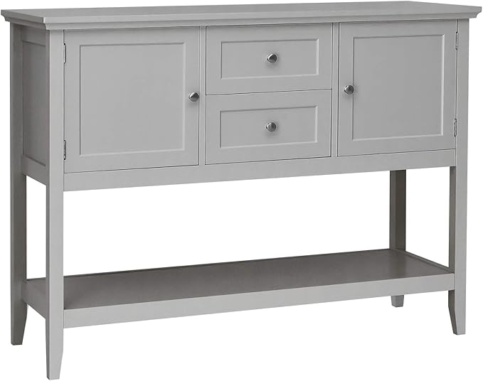 Giantex Buffet Sideboard, Wood Storage Cabinet, Console Table with Storage Shelf, 2 Drawers and Cabinets, Living Room Kitchen Dining Room Furniture, Wood Buffet Server (Grey)
