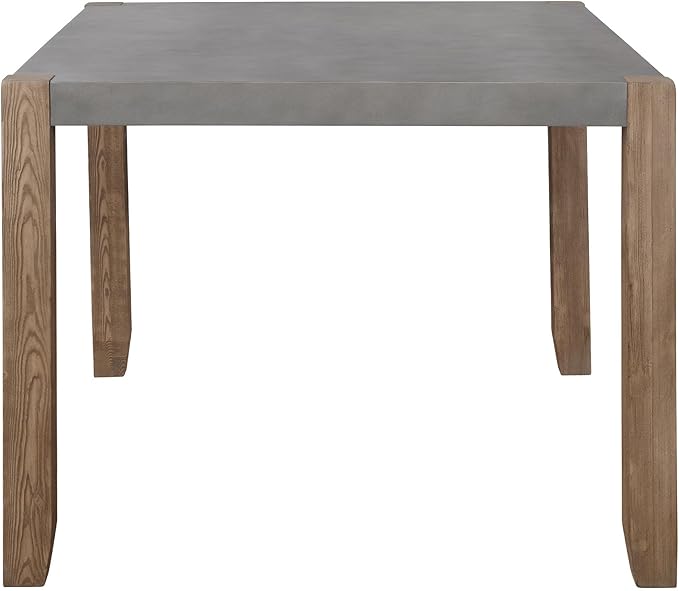 Alaterre Furniture Newport Dining Table for 4 – Rustic Industrial 48” x 30” Kitchen Table with Faux Concrete Gray Top & Solid Wood Legs