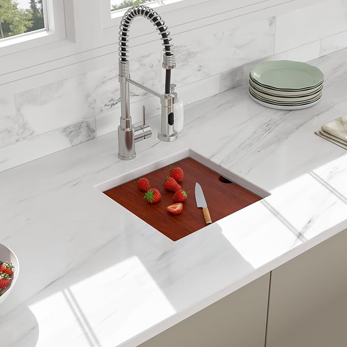 15 Undermount Kitchen Sink - Beslend 15x15 Inch Under Counter Sinks Stainless Steel Ledge Workstation Bar Prep Sink 16 Gauge Single Bowl