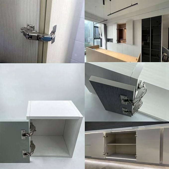 180 Degree Frameless Cabinet Hinges, Soft Closing, Nickel-Plated Steel, Concealed Hydraulic Adjustable, Full Overlay Design, 2 Pack