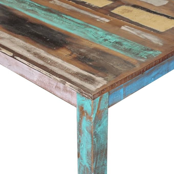 Small Dining Table 32.3 x 31.5 x 29.9 in Solid Reclaimed Wood Rectangular Vintage Kitchen Table Seats 4 Compact Rustic for Dining Room Small Spaces Apartment