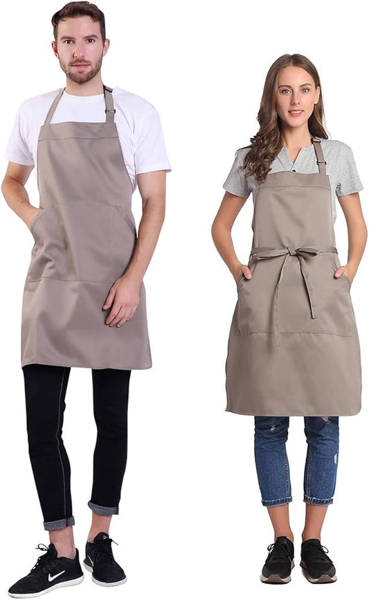 BIGHAS Adjustable Bib Apron with Long Ties for Women Men 18 Colors Chef Kitchen Cooking