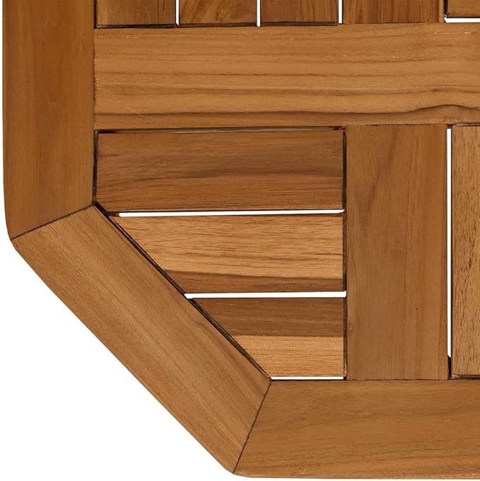 Octagonal Solid Teak Tabletop 15.7 x 15.7 in Durable Butcher Block Countertop Small Wood Desk Top for Dining Kitchen or Outdoor Patio