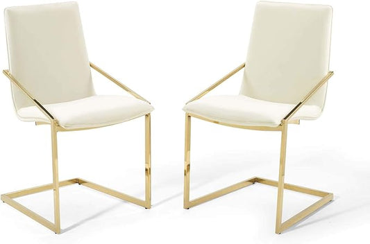 Modway Pitch Performance Velvet Armchair, 2 pcs - Dining Chairs, Gold Ivory