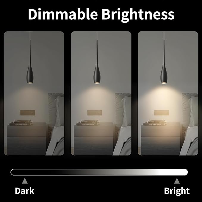 Black Pendant Lights Kitchen Island, Modern LED Pendant Light Fixtures, Small Mini Pendant Lighting Dimmable Hanging for Bathroom, Bar, Dining Room, Bedroom(2-Pack)